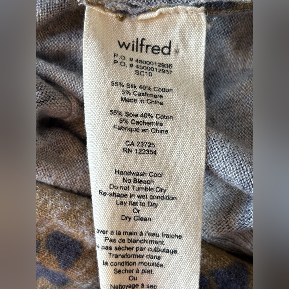 ARITZIA Wilfred Silk Cashmere Blend Animal Print Size XXS Open Cardigan Sweater - Picture 4 of 7